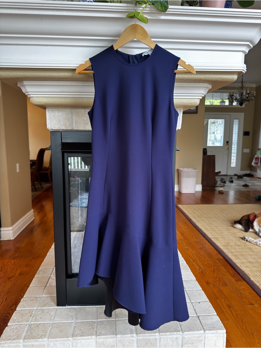 Elizabeth & James Dev Flounce Navy Blue Asymmetrical Cocktail Career Dress Luxe